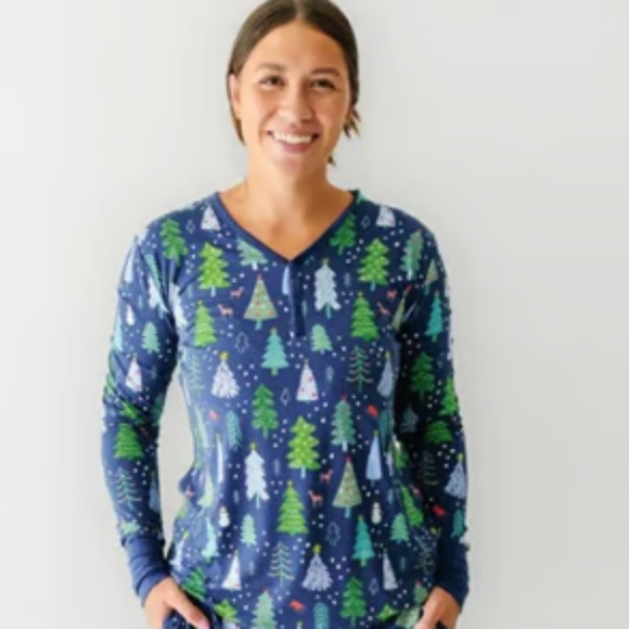 Little Sleepies Other - Little Sleepies Merry Bright Blue Womens Pajama Top